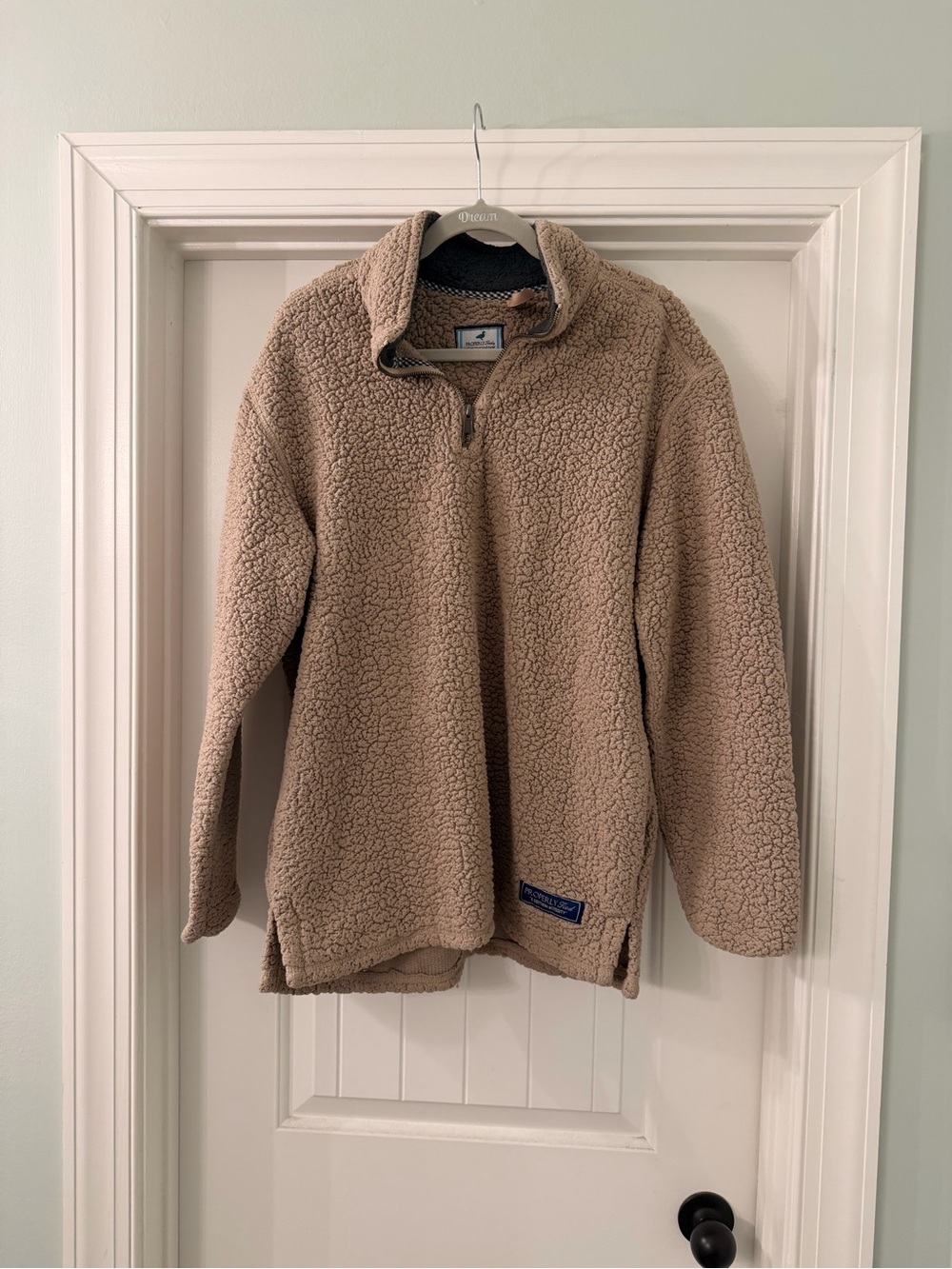 Men's Taupe Sherpa Quarter-Zip Pullover Jacket